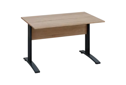 EPK 28 - 12 stůl kancelářský, kovová podnož černá, deska 25 mm, široký 1200 mm, dub bardolino